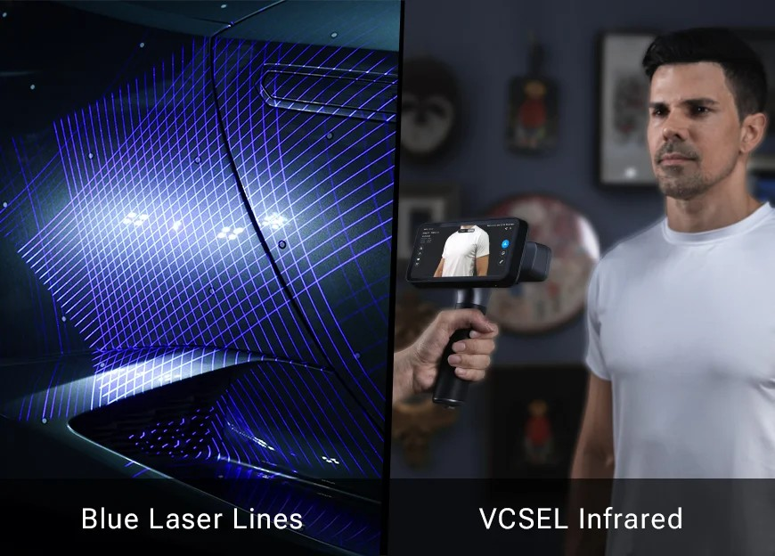 EinScan Rigil Laser-HD-Modus beim Scannen einer Fahrzeugkarosserie mit hoher Präzision