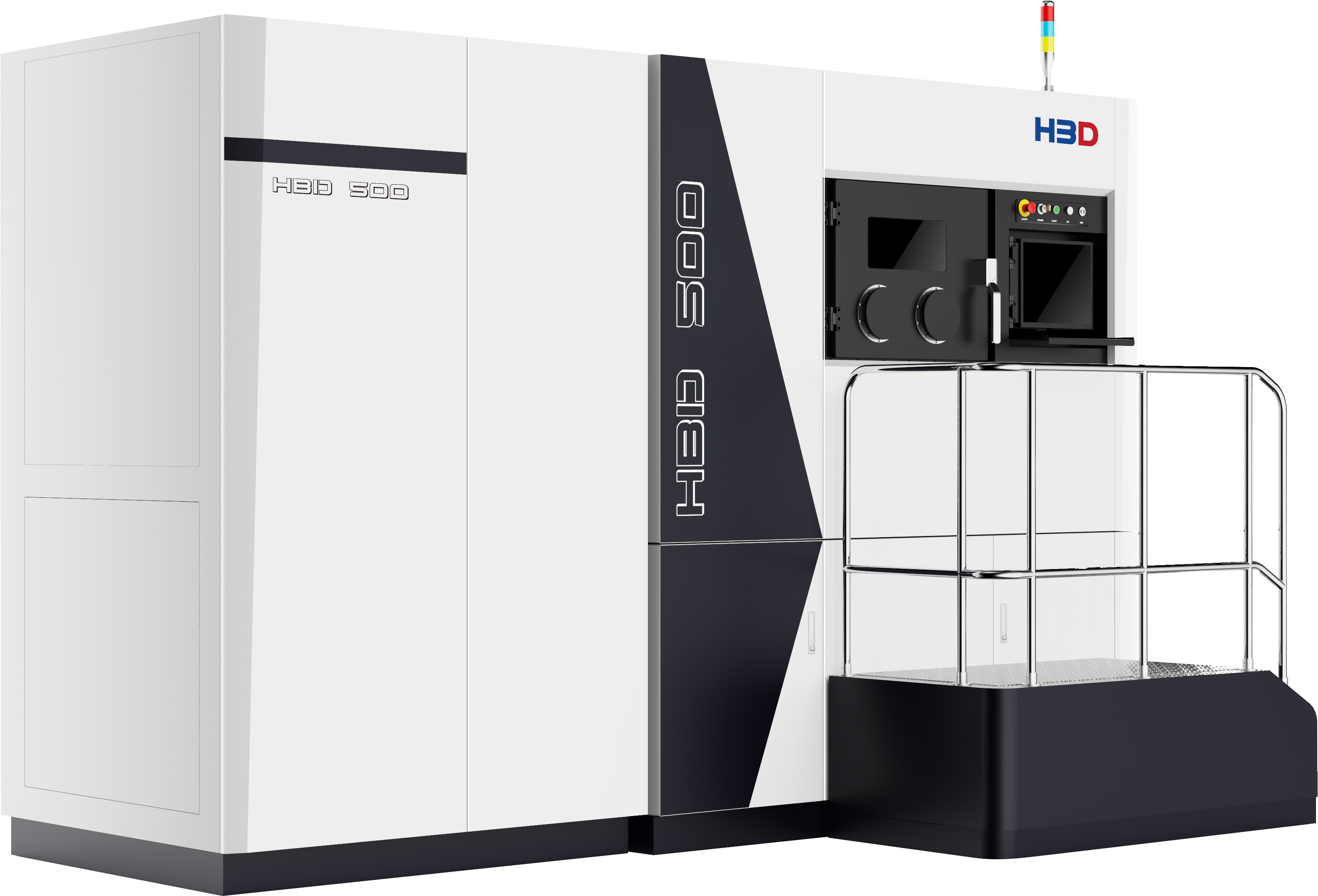 The HBD 500 Quad Laser 4×500W is equipped with an advanced monitoring system that ensures efficient and uniform powder coating, optimizing 3D printing quality and overall production stability.